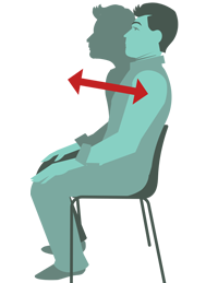 Element der viser en gymnastisk øvelse for nakken